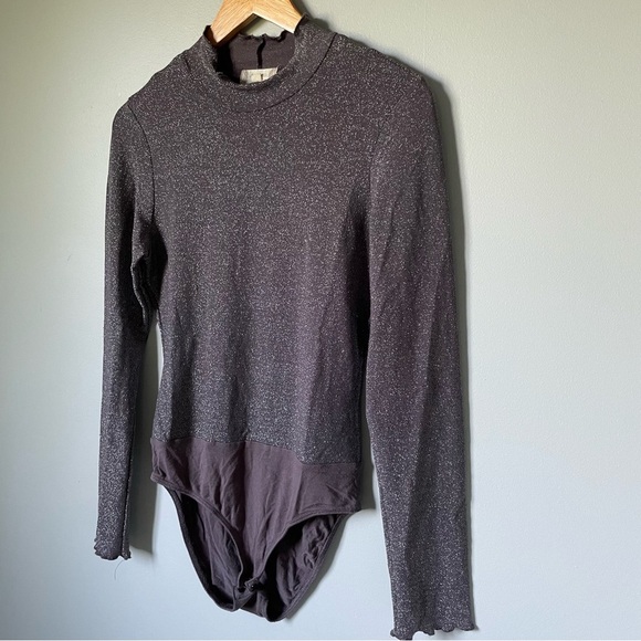 Altar'd State Sparkly Dark Gray Long Sleeve Bodysuit Size Medium - Picture 3 of 6